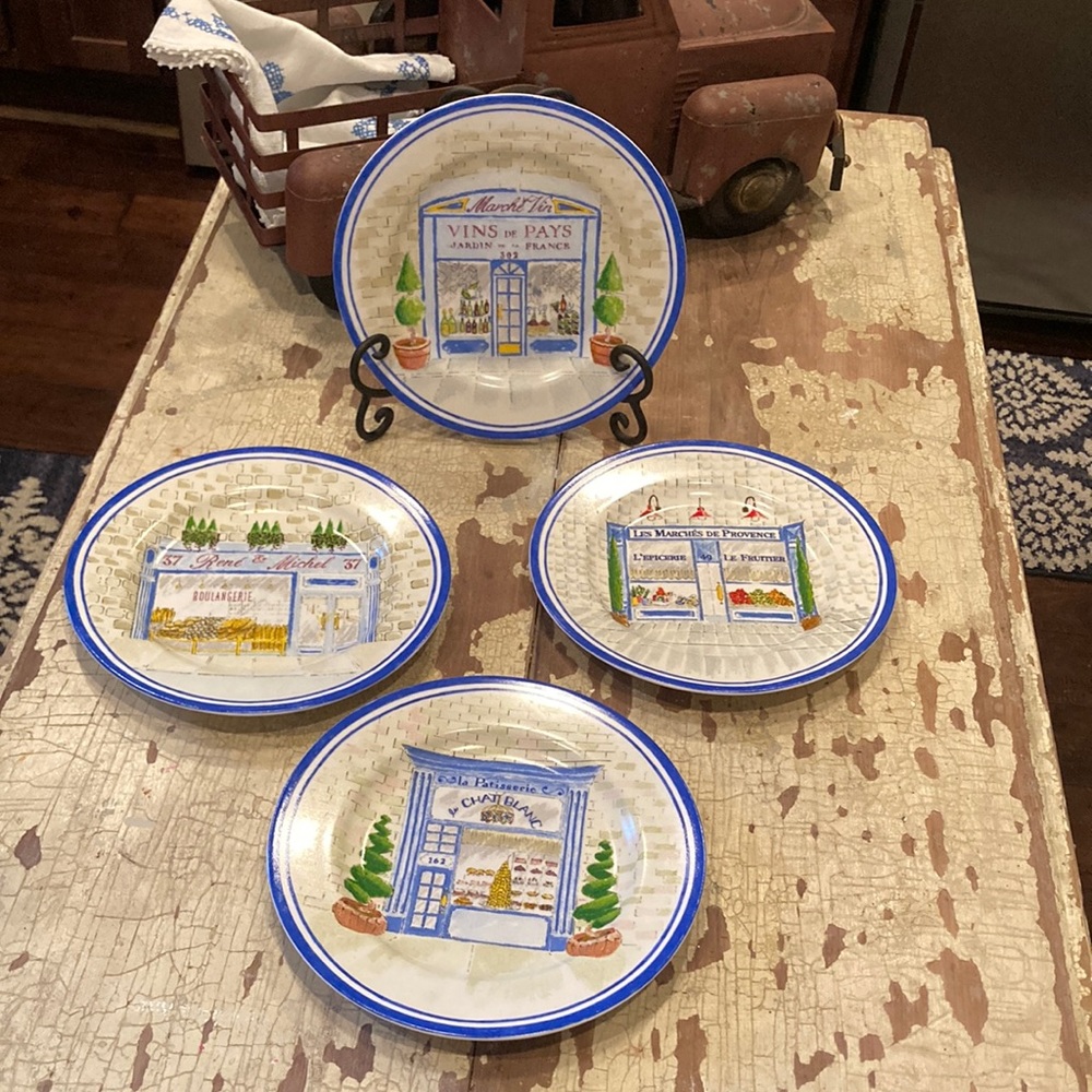 AMERICAN ATELIER French bistro porcelain plates set of 4 (China)